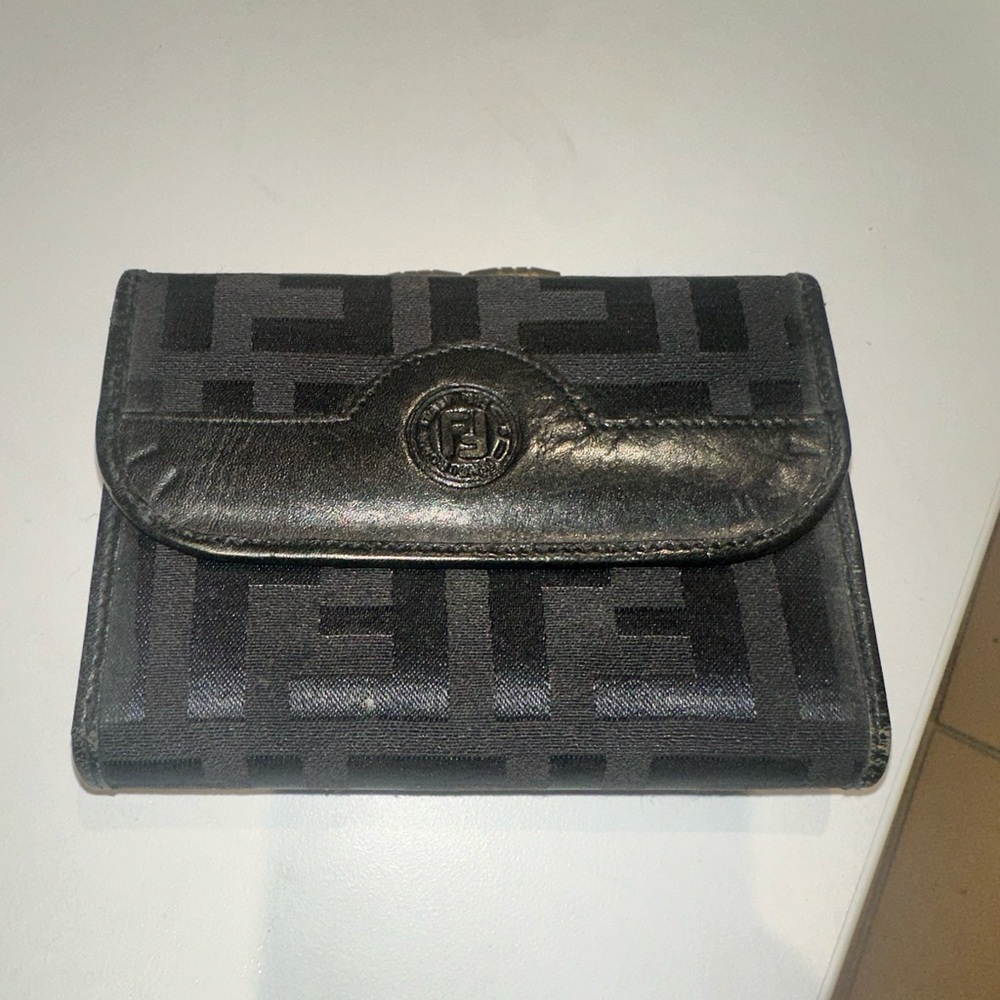 Fendi Black and Gray Monogram Wallet